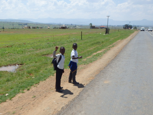 Kids walking to school.